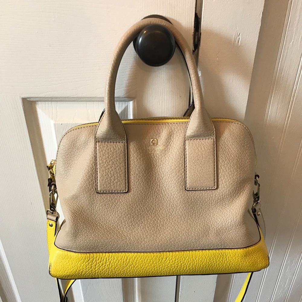 Kate Spade beige and yellow satchel handbag - Picture 1 of 6